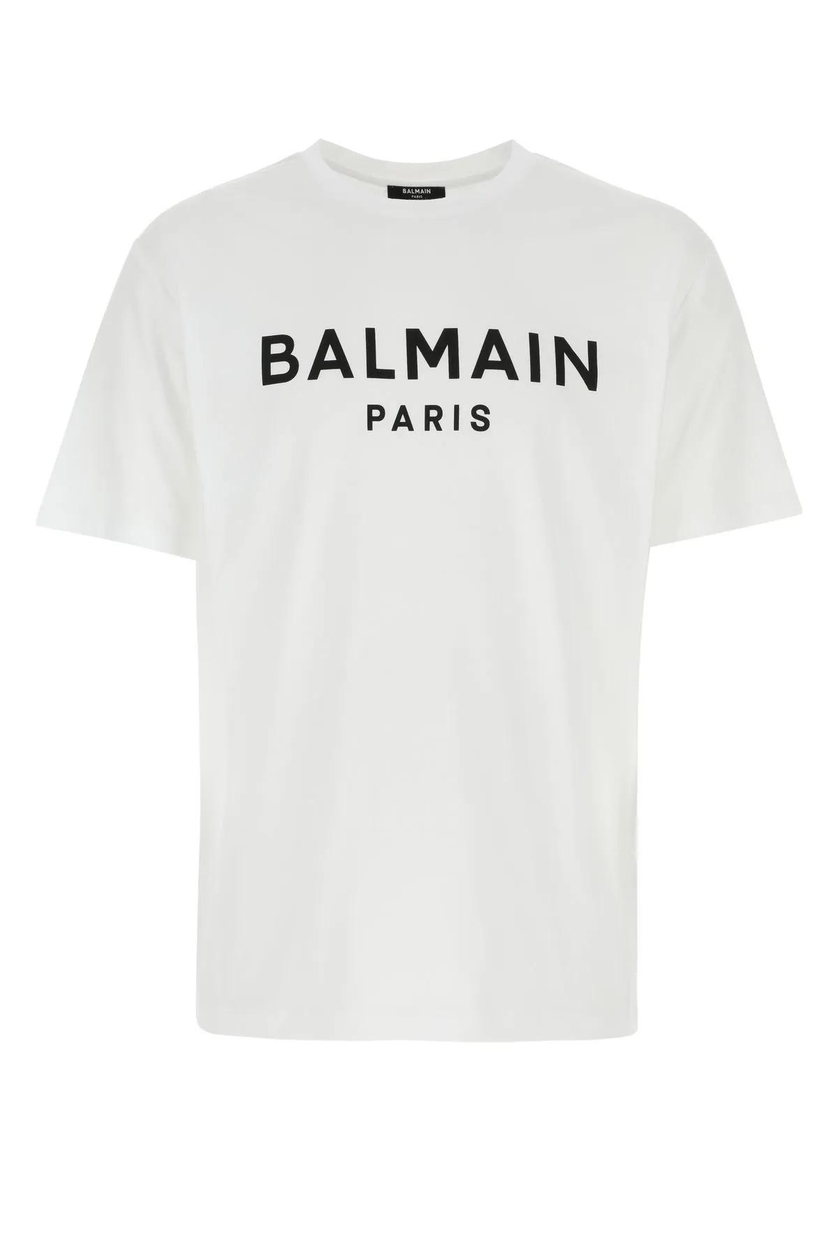 BALMAIN WHITE COTTON T-SHIRT