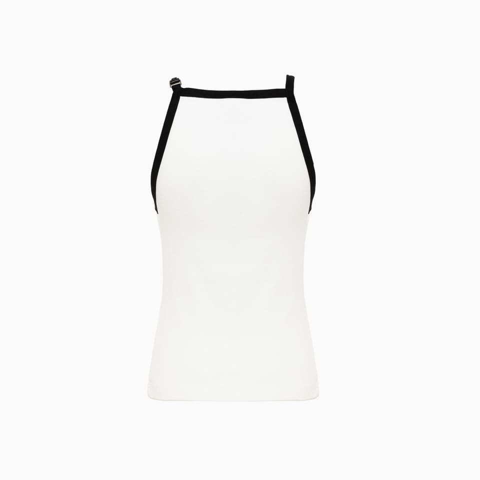 Shop Courrèges Courreges Tank Top With Contrast Buckle In White