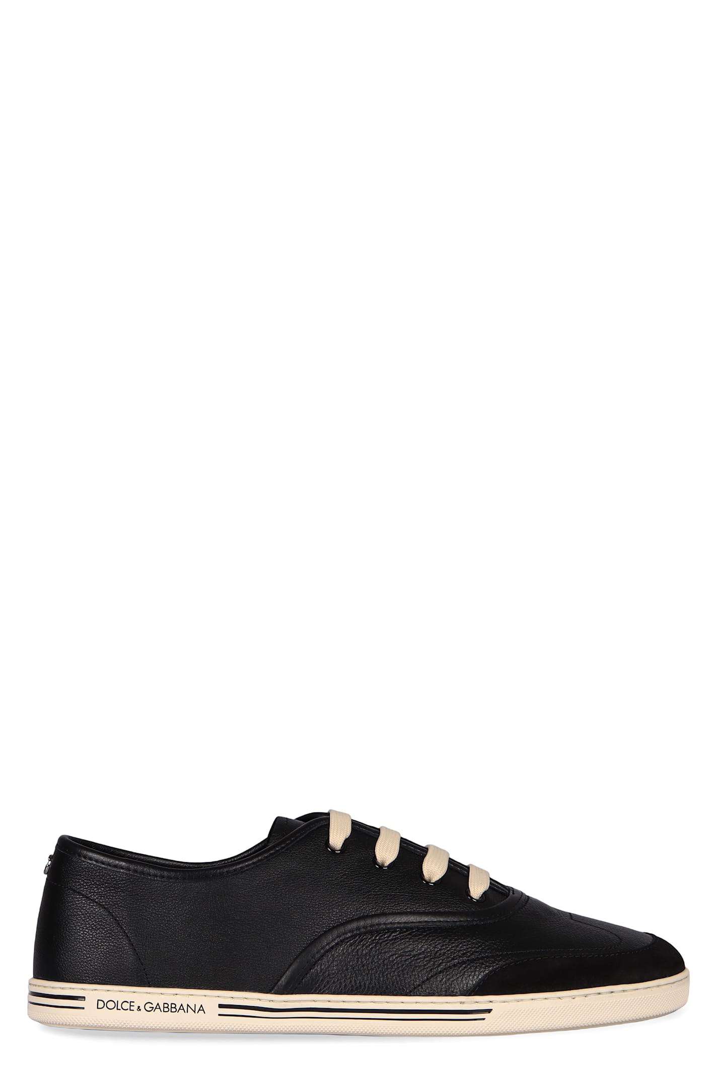 Dolce & Gabbana Saint Tropez Calfskin Sneakers In Black
