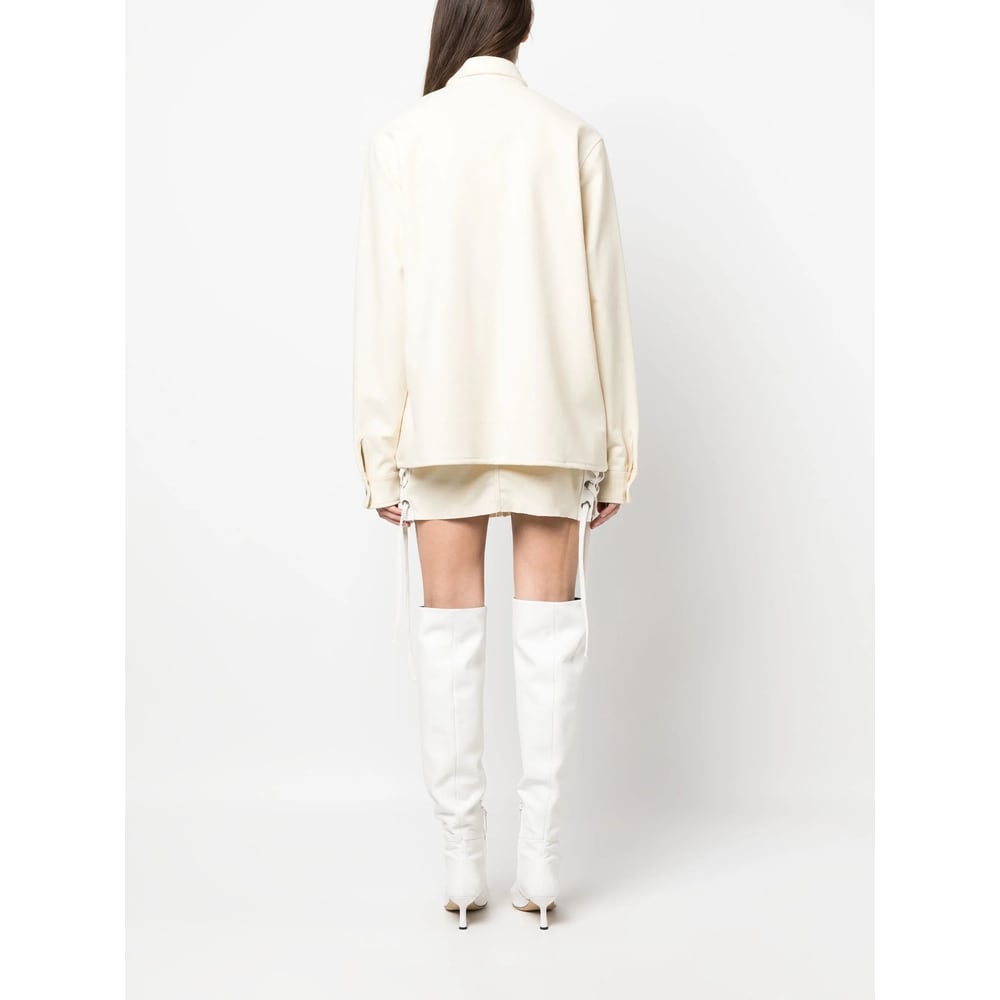 Julfer Alex Lace-up Wool Jacket In Neutral