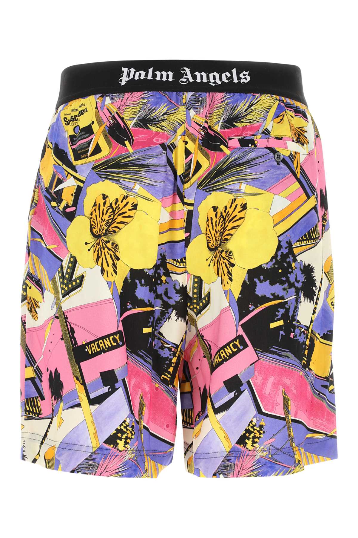 Shop Palm Angels Printed Viscose Bermuda Shorts In Multicolor