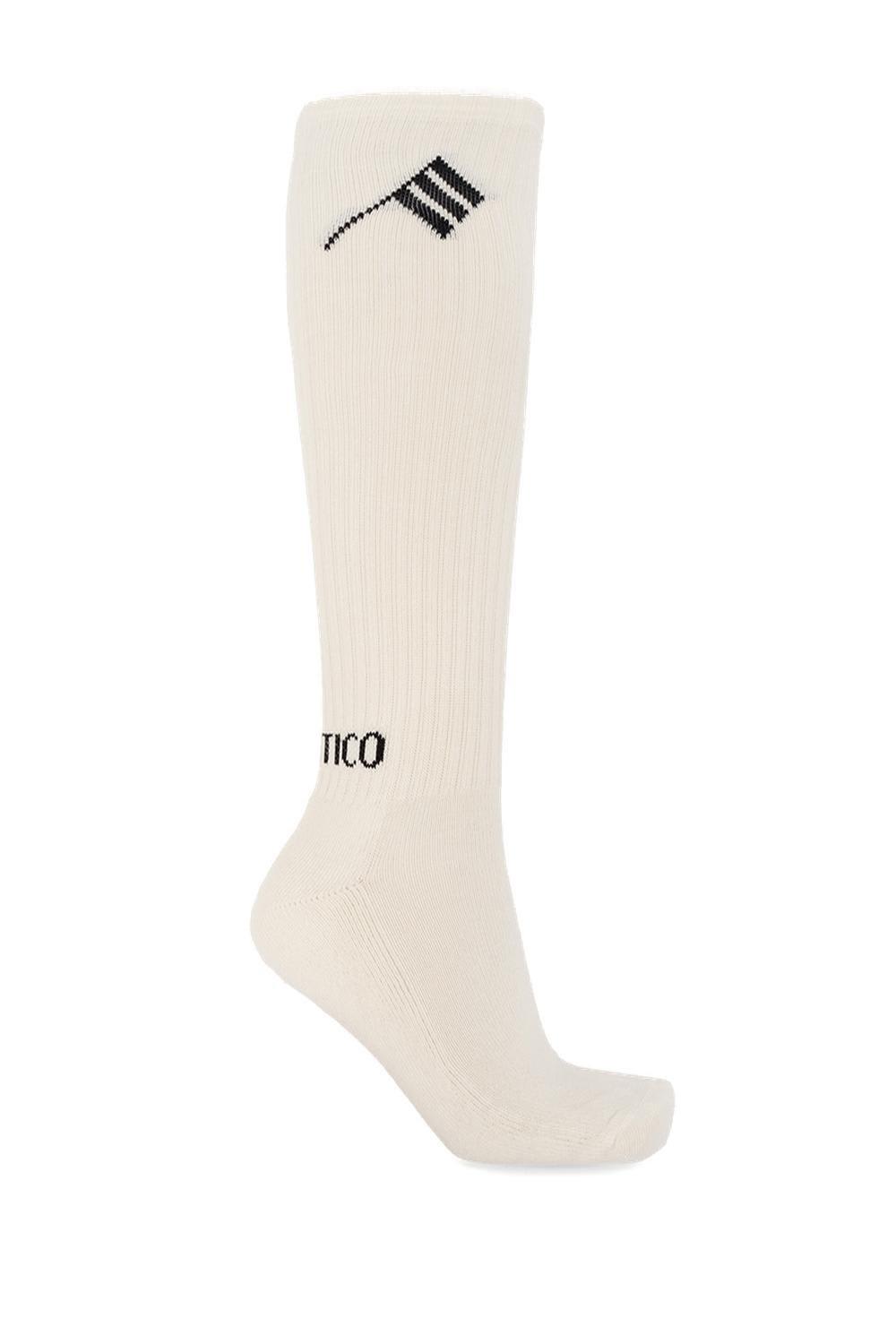 Attico Logo Intarsia Socks In White