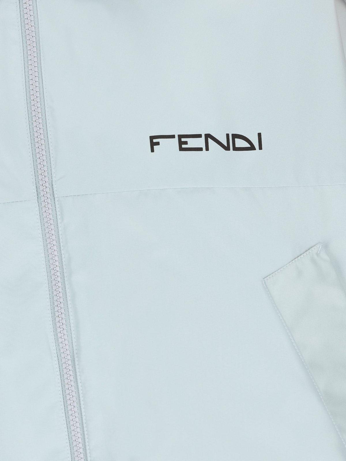 Shop Fendi Reversible Short Parka In Clear Blue