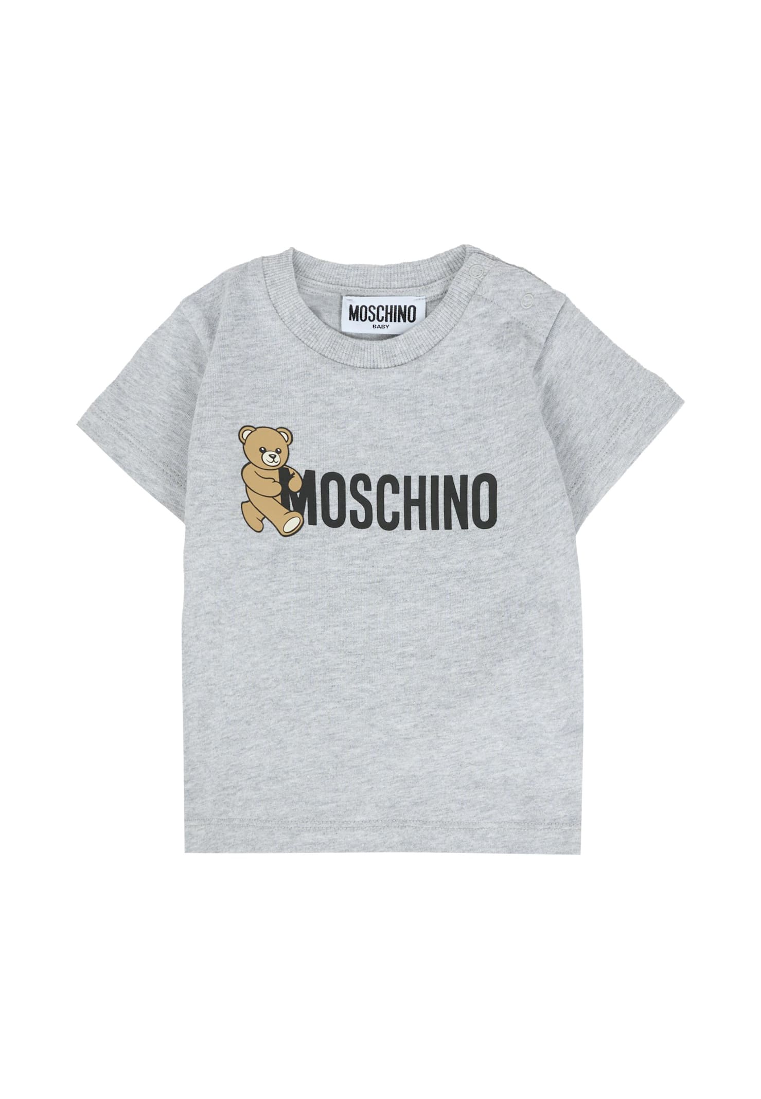 Moschino Grey T-shirt For Babykids With Teddy Bear In Gray
