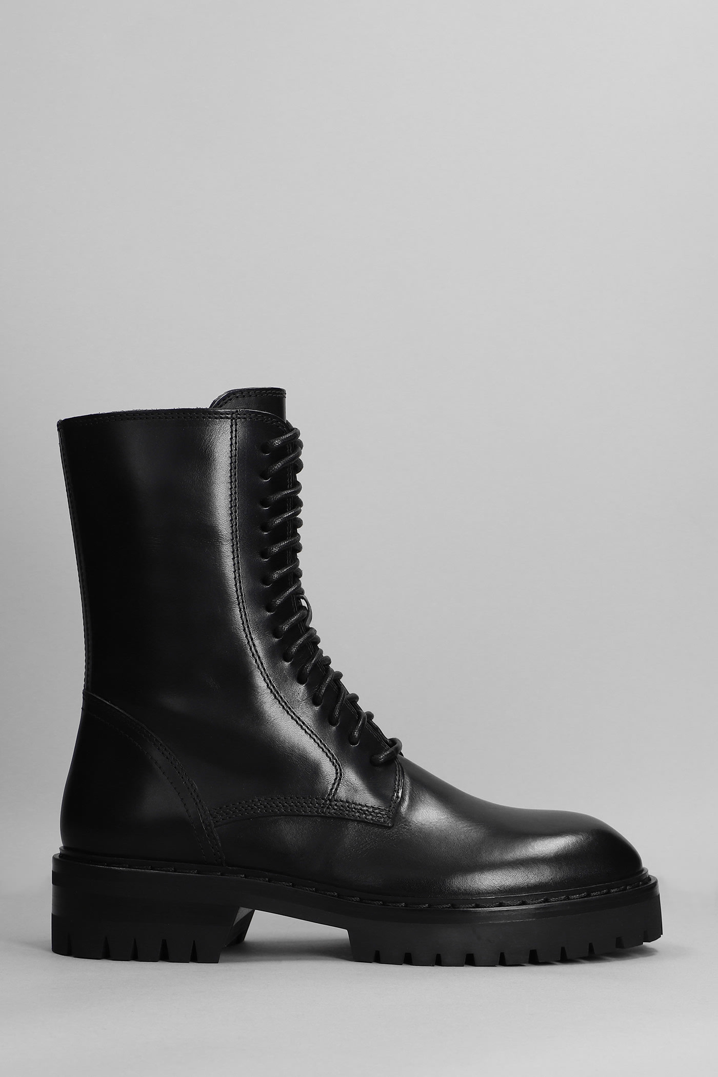 Ann Demeulemeester Leather Combat Boots In Black
