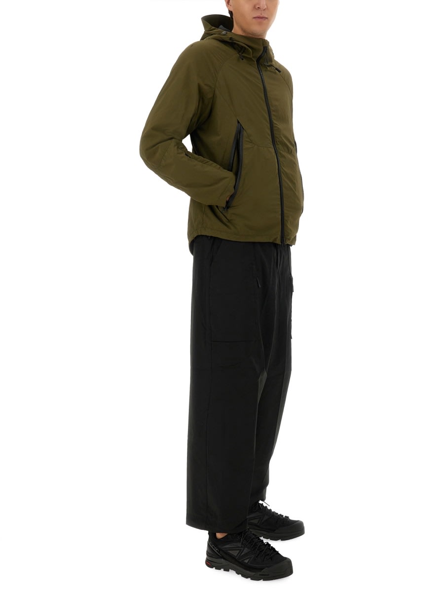 Jg1 Textured Nylon Hooded Jacket In Military Green