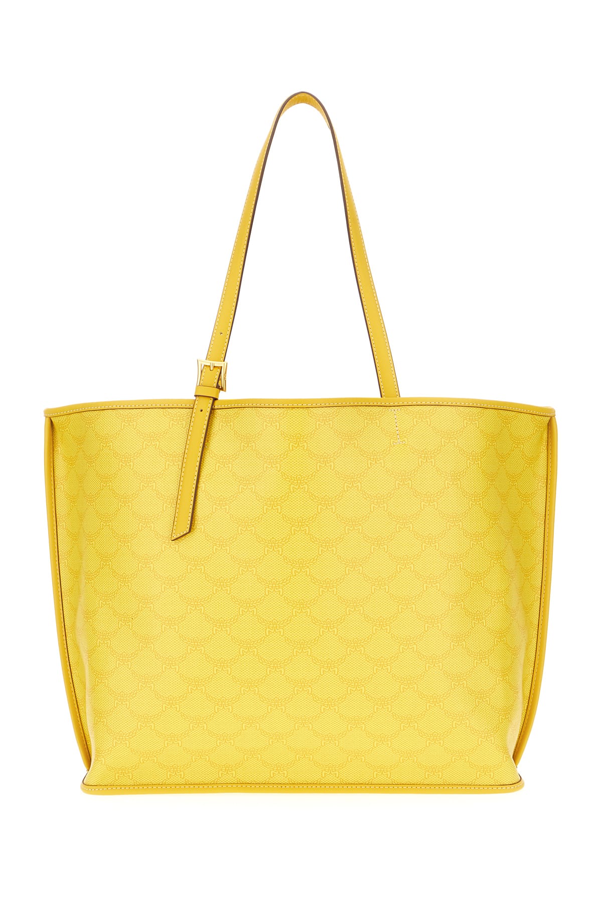 Shop Mcm Printed Canvas Shopping Bag In Lemon Gold