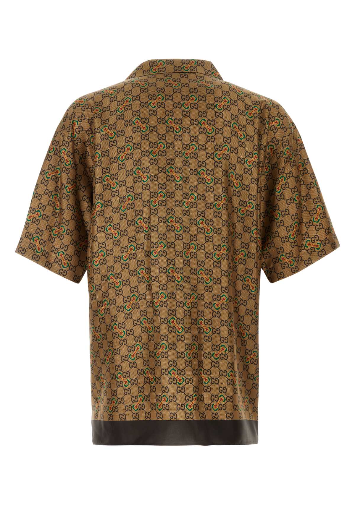 Shop Gucci Printed Twill Shirt In Greengoldmc