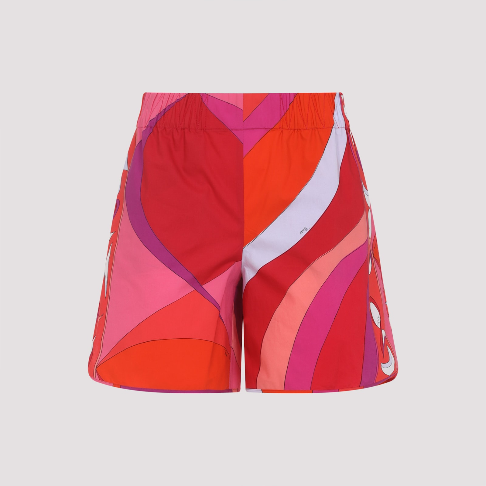 Pucci Geometric Design Cotton Shorts With Elastic Waistband In Pink
