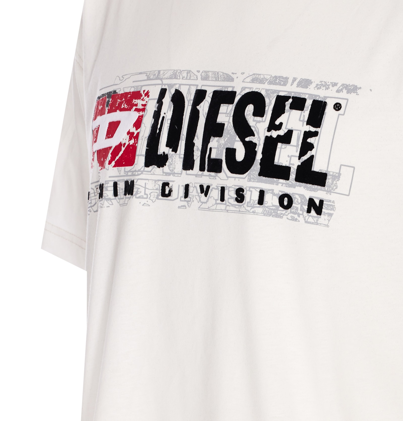Diesel Crewneck Graphic Print T-shirt With Velvet Logo In White