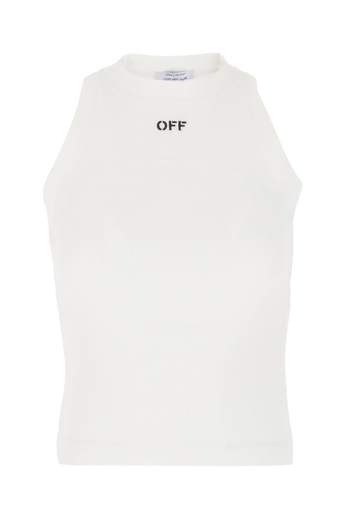 Shop Off-white White Stretch Cotton Top In White Black