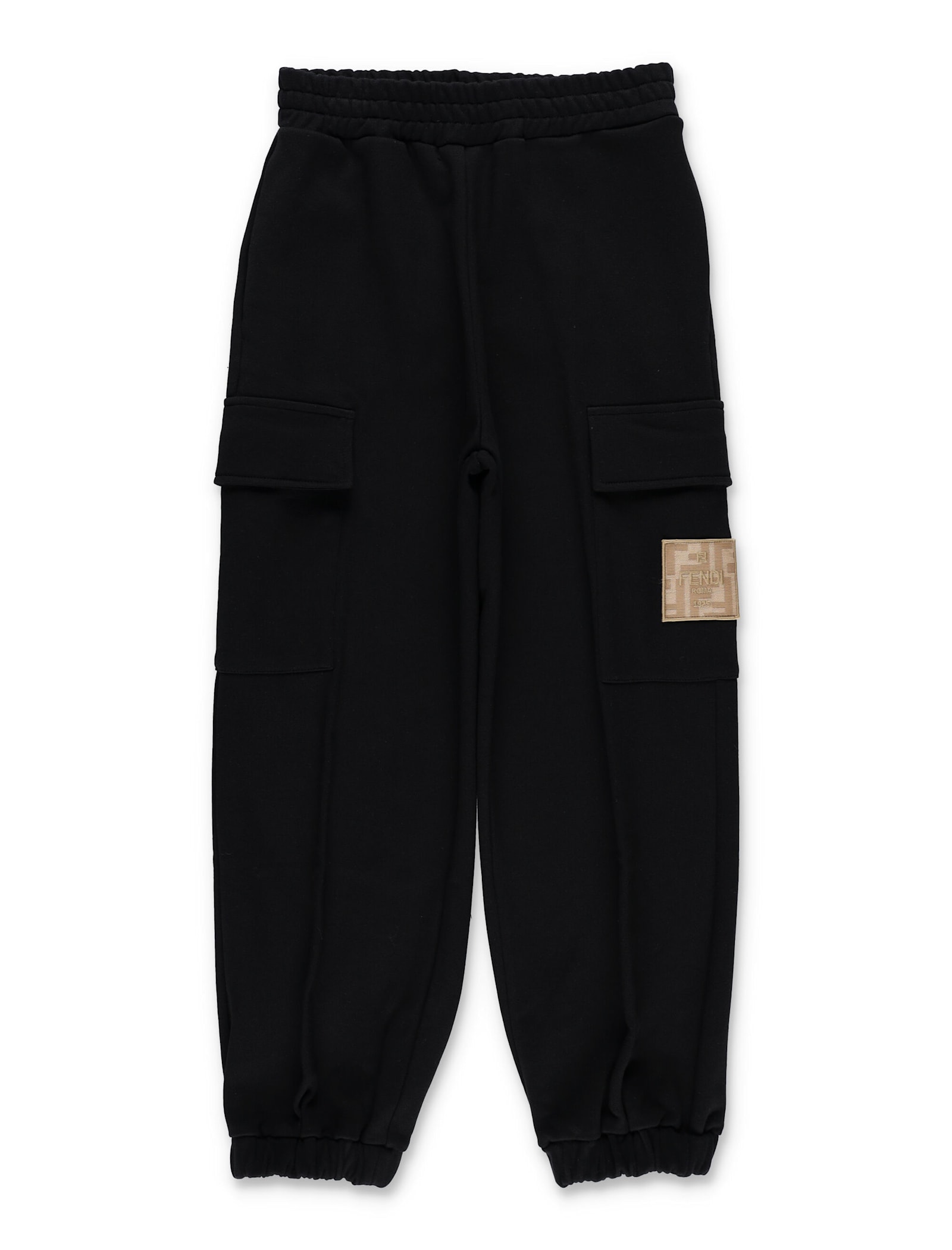 Fendi Kids Black Jogger Pants With Ff Logo In Black