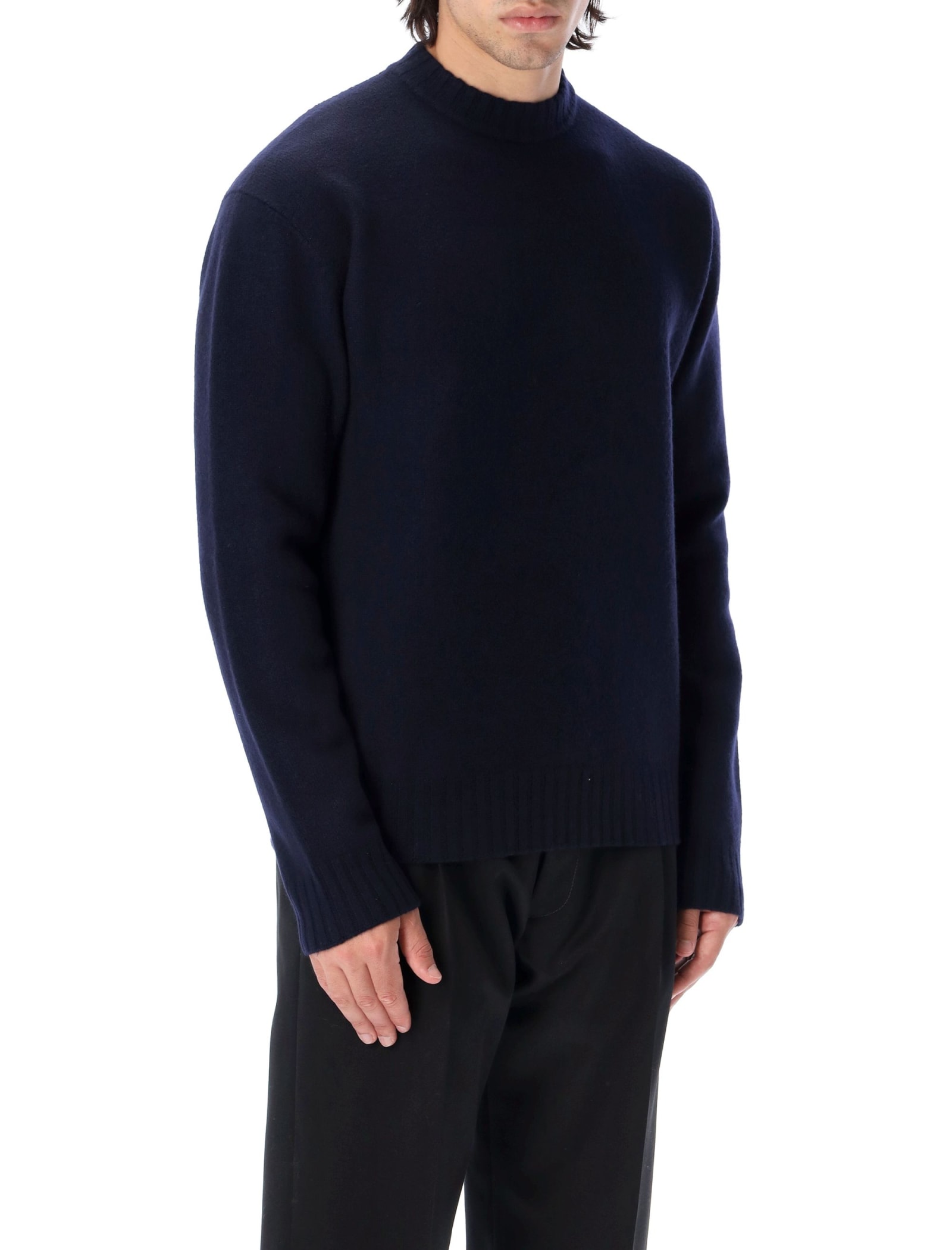 Shop Jil Sander Crew Neck Sweater In Blue Navy