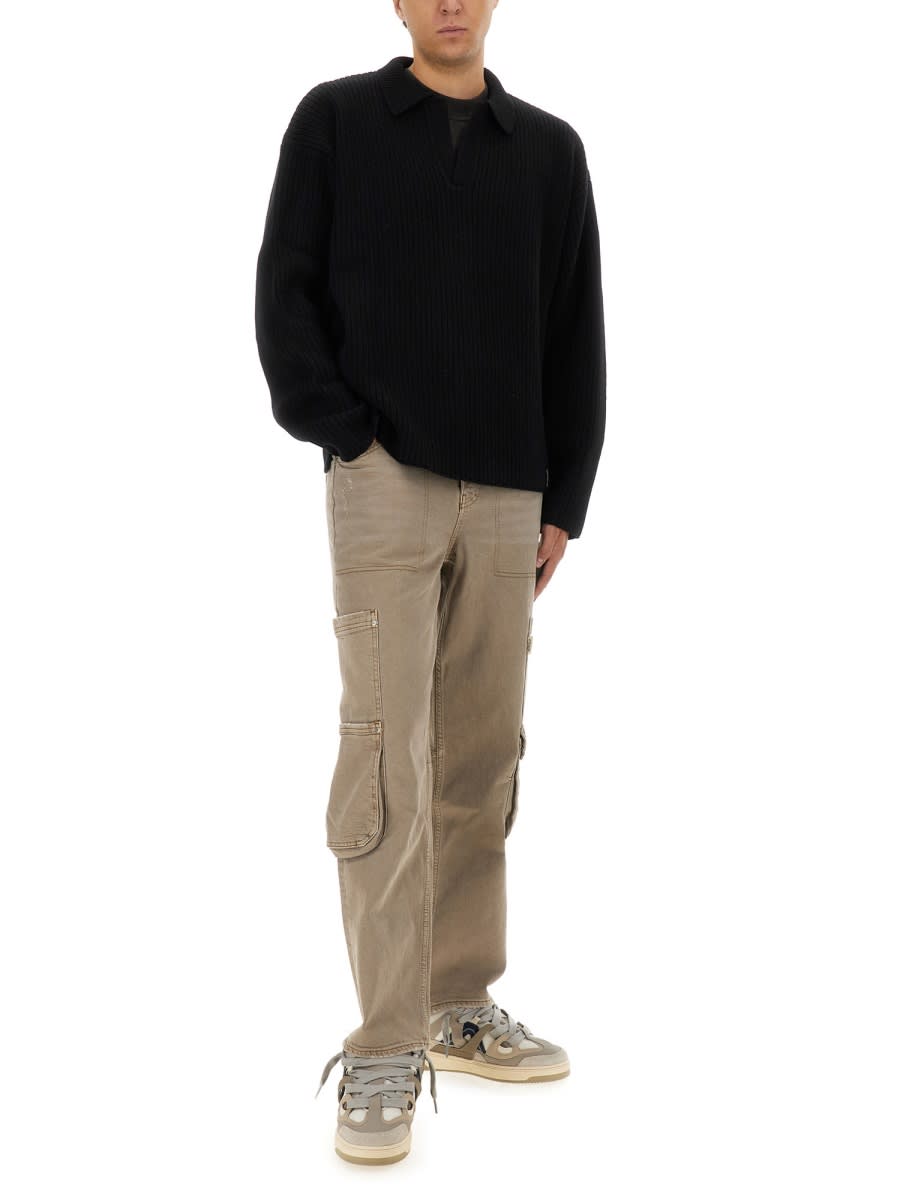 Represent Knitted Polo. In Black