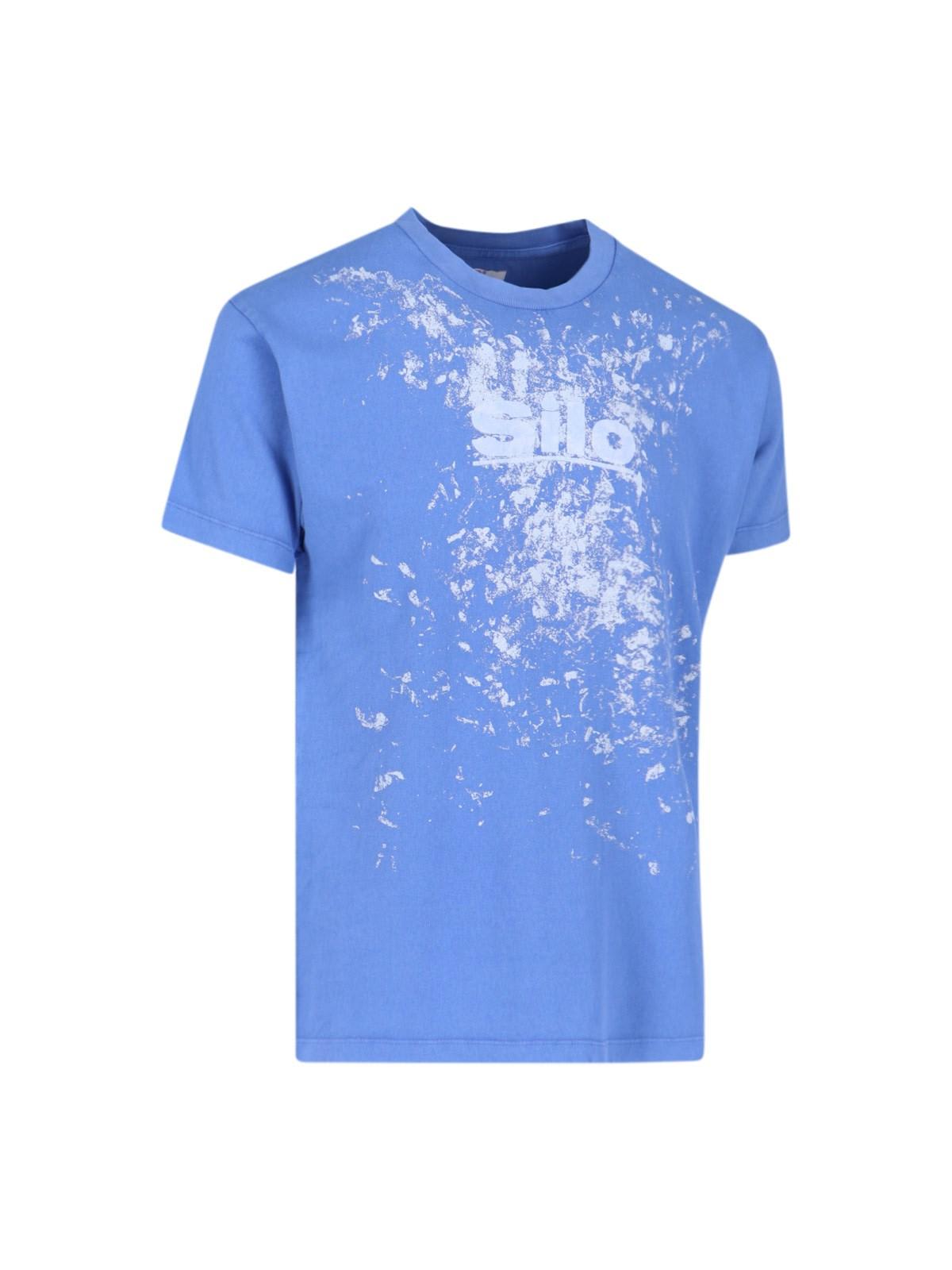 Erl Cotton T-shirt With Silo Print In Blue
