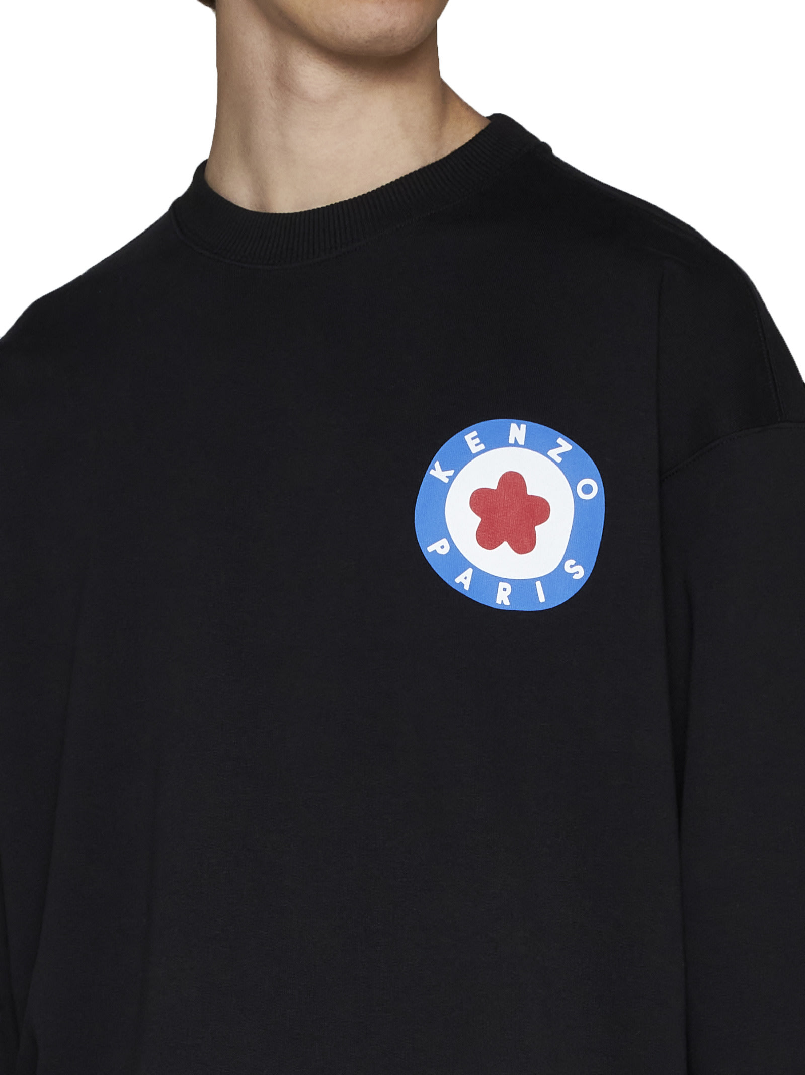 Kenzo Logo Cotton Oversized Sweatshirt In Black