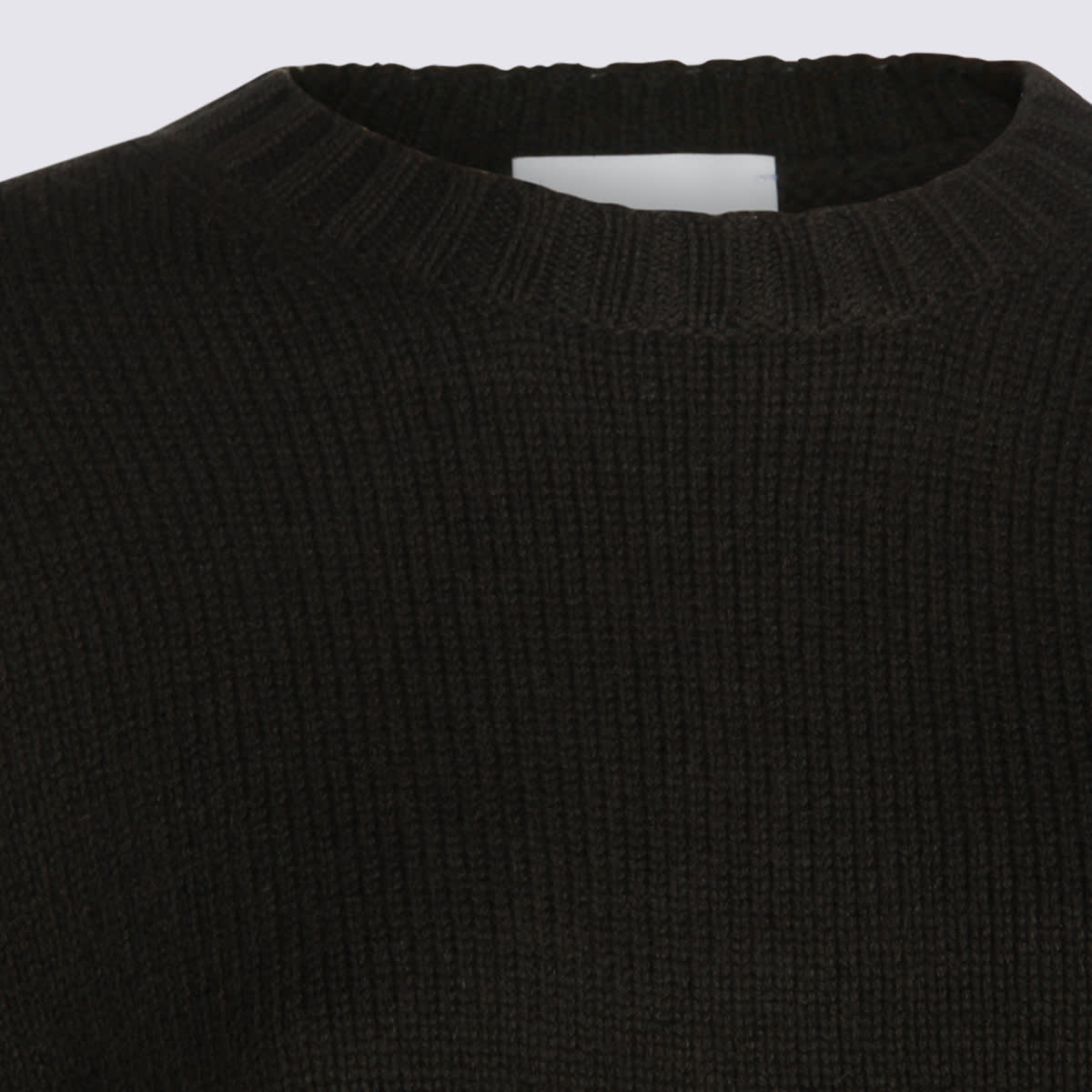 Allude Cropped Black Sweater With Relaxed Fit In Brown