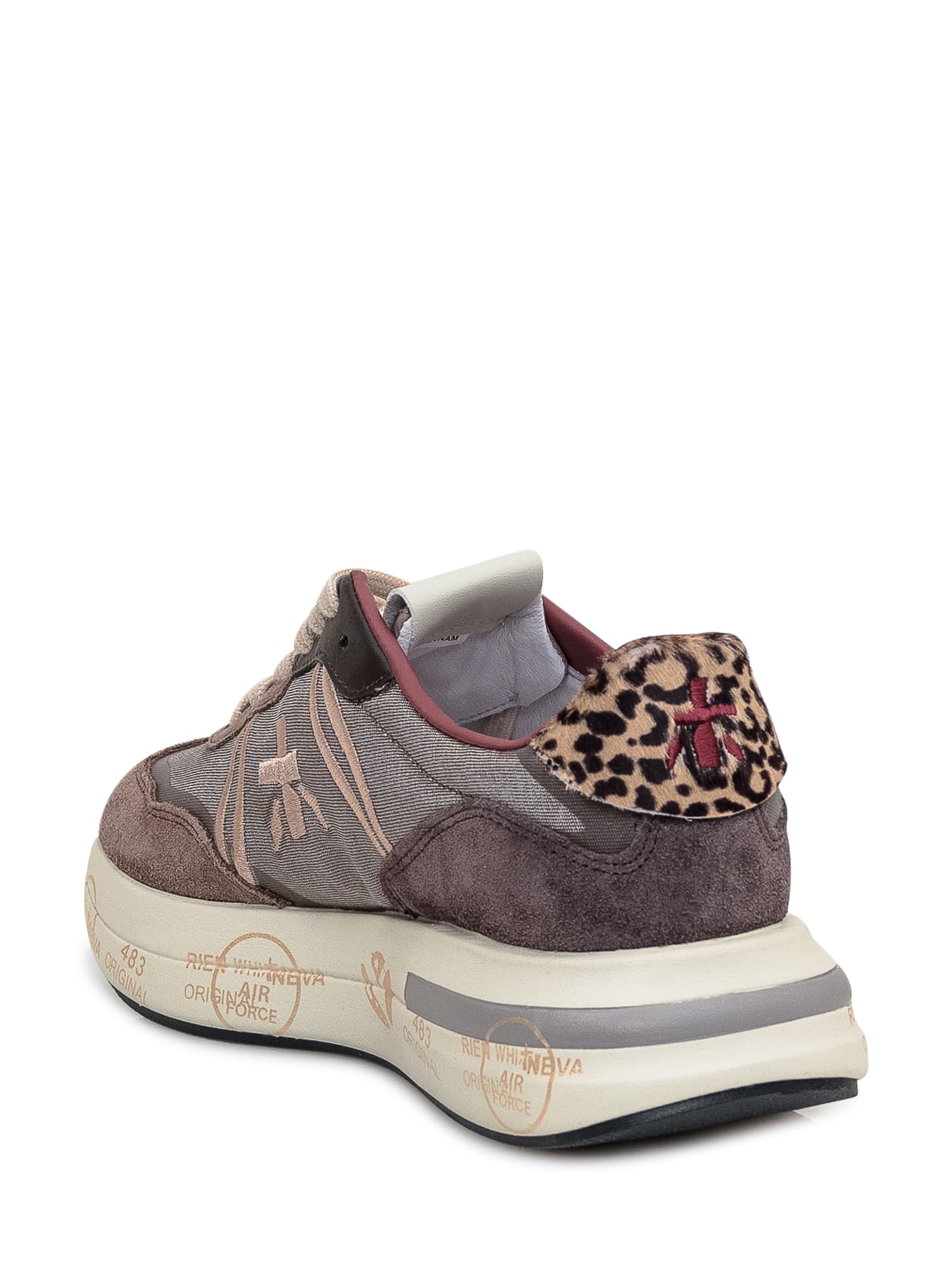 Shop Premiata Sneaker With Logo In Marrone-grigio