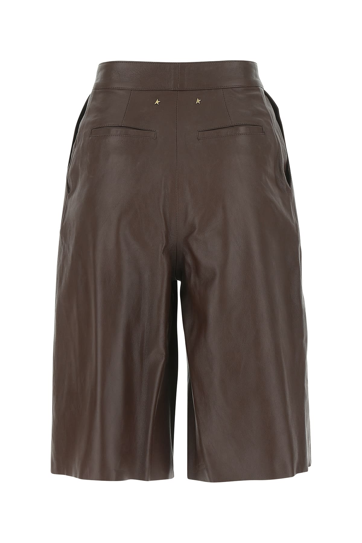 Golden Goose Brown Leather Bermuda Shorts In 55429
