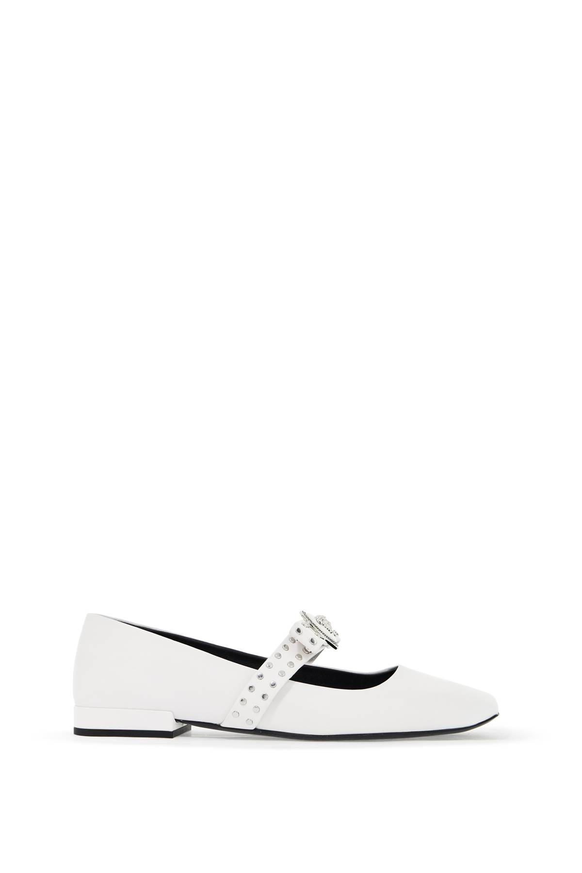 Shop Versace Gianni Ribbon Studded Baller In Optical White-palladium (white)