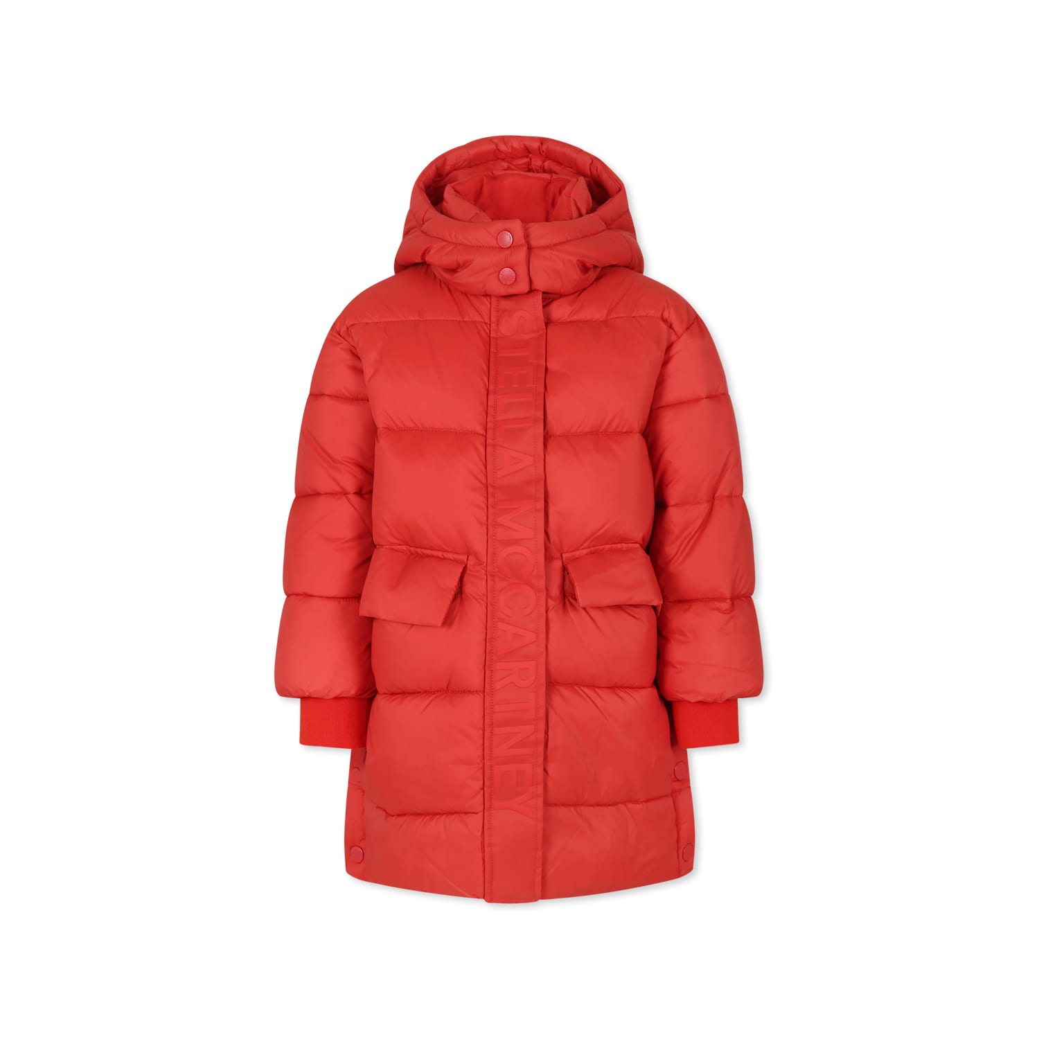 Stella Mccartney Kids' Red Down Jacket For Girl With Logo