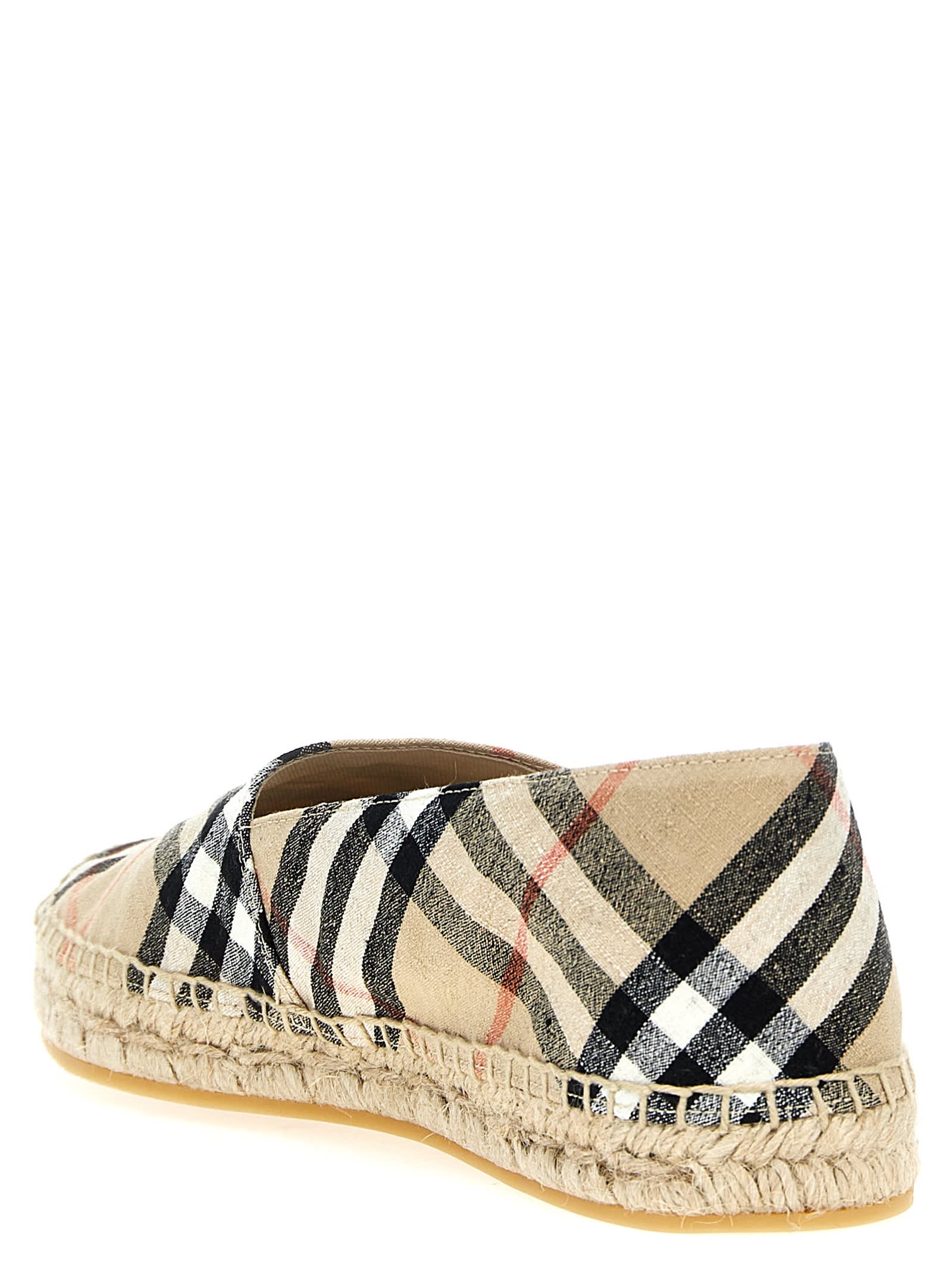 Burberry Canvas Check Pattern Espadrilles With Round Toe