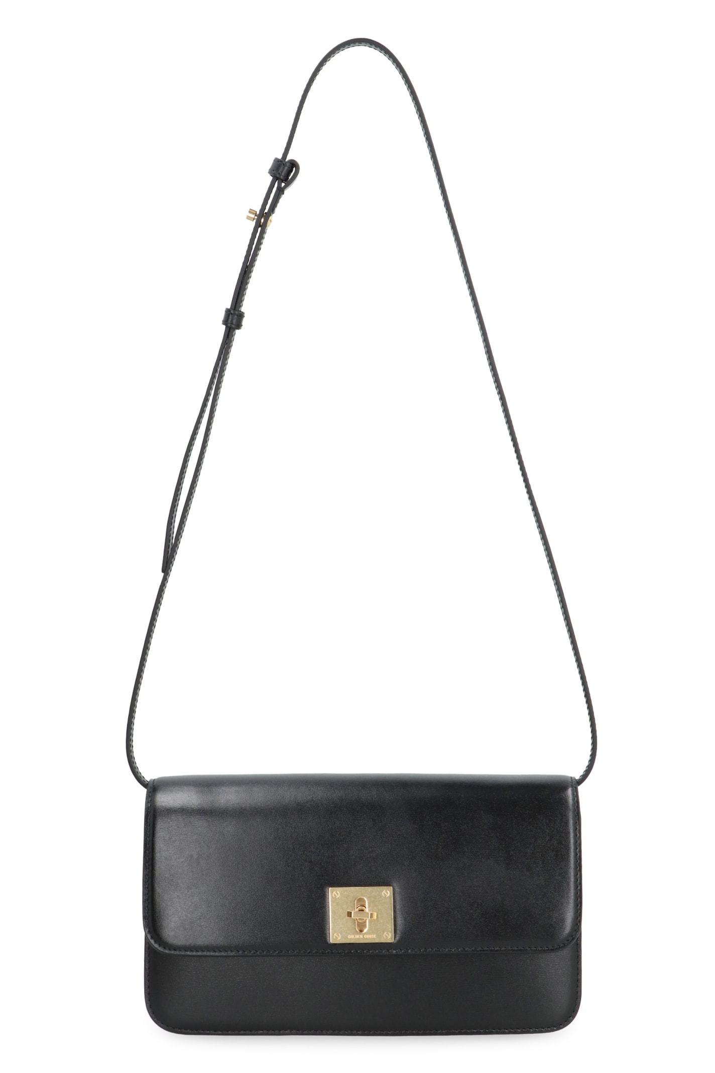 Shop Golden Goose Gioia Leather Shoulder Bag In Black