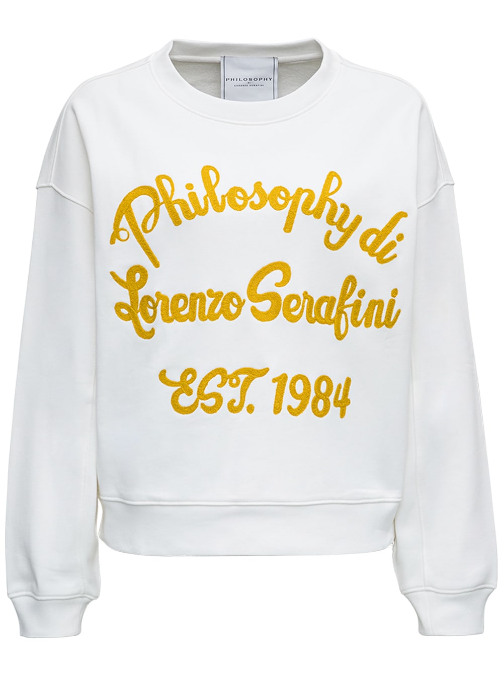 Philosophy di Lorenzo Serafini White Cotton Sweatshirt With Contrasting Front Print