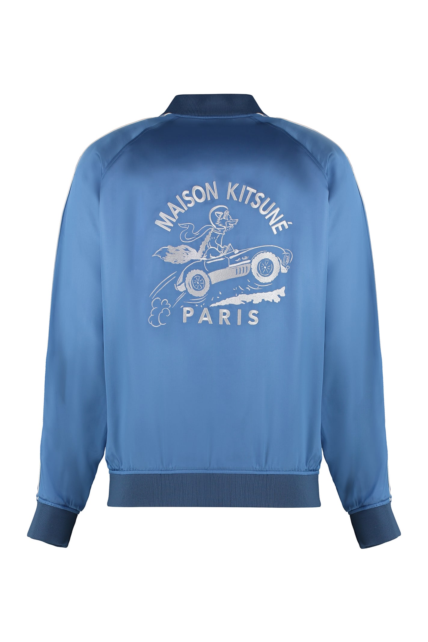 Shop Maison Kitsuné Viscose Full-zip Sweatshirt In Light Blue