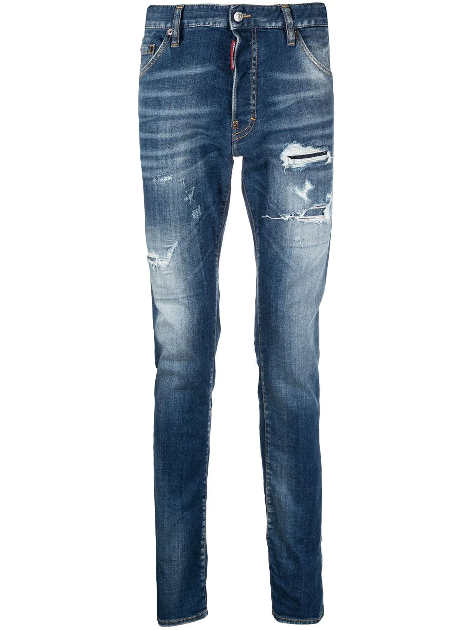 Dsquared2 Blue Cotton-blend Skinny Jeans