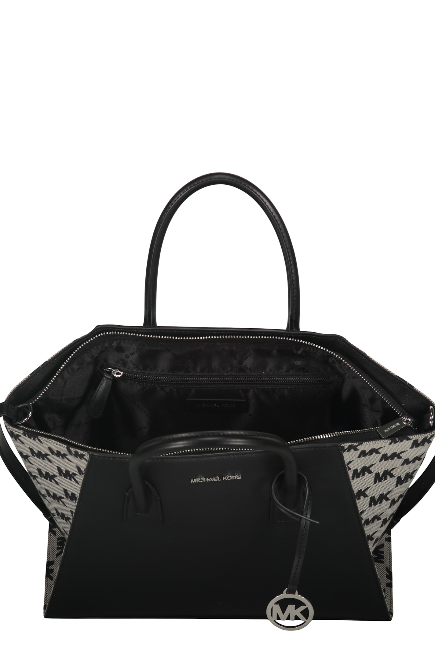 Michael Kors Leather And Fabric Bag In Black