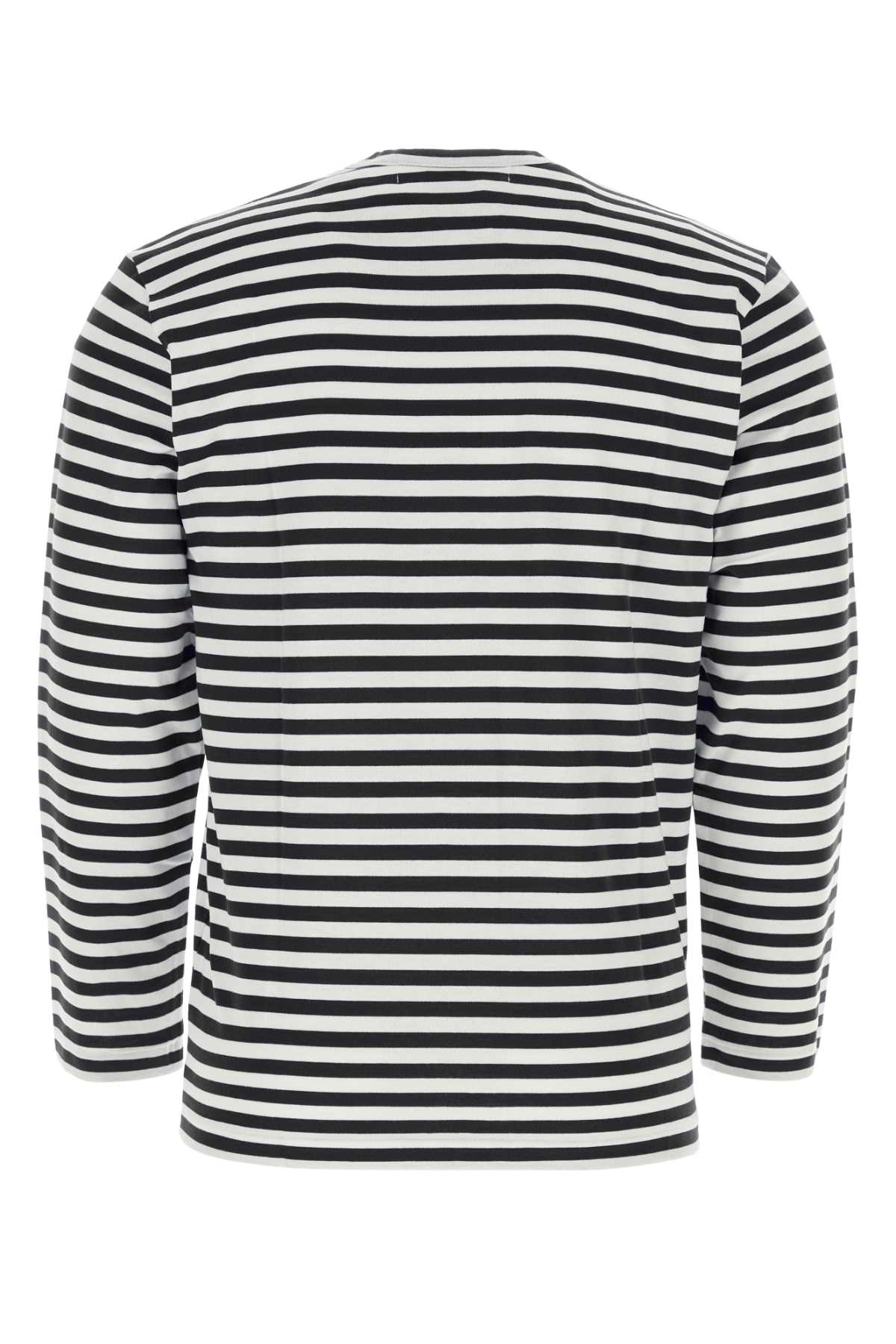 Shop Comme Des Garçons Play Embroidered Cotton T-shirt In Black