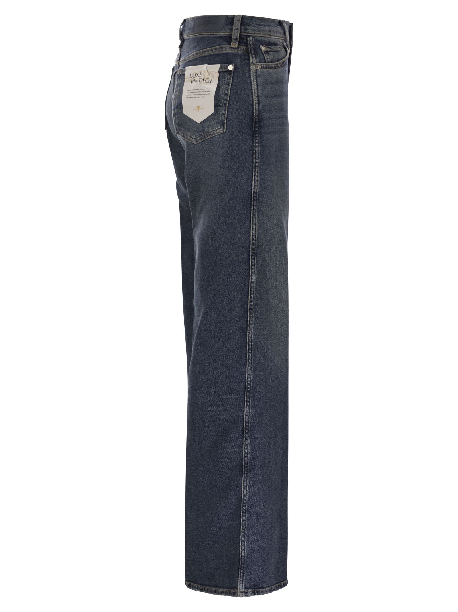 7 For All Mankind Lotta Bay Mid - High-waisted Jeans In Dark Denim