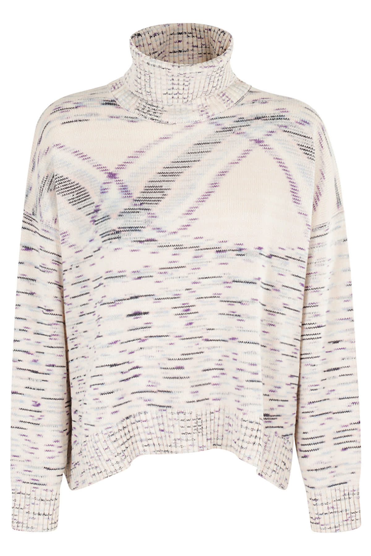 Shop Missoni Roll Neck Sweater In Fx Wht Base Violet Spac