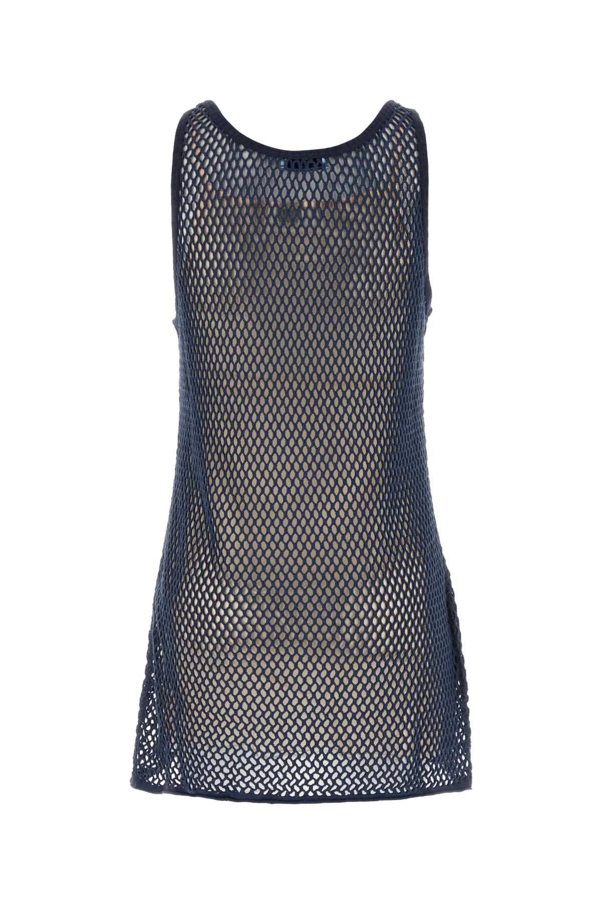 Prada Mesh Design Mini Dress In Blue