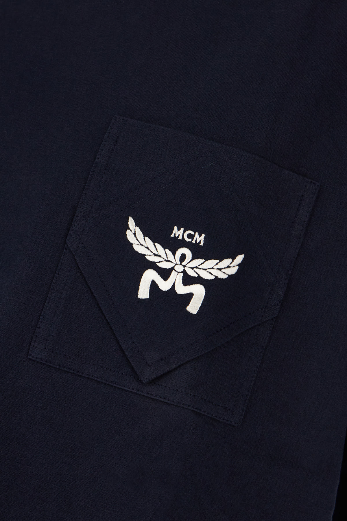 Shop Mcm Navy Blue Cotton T-shirt In Dark Navy