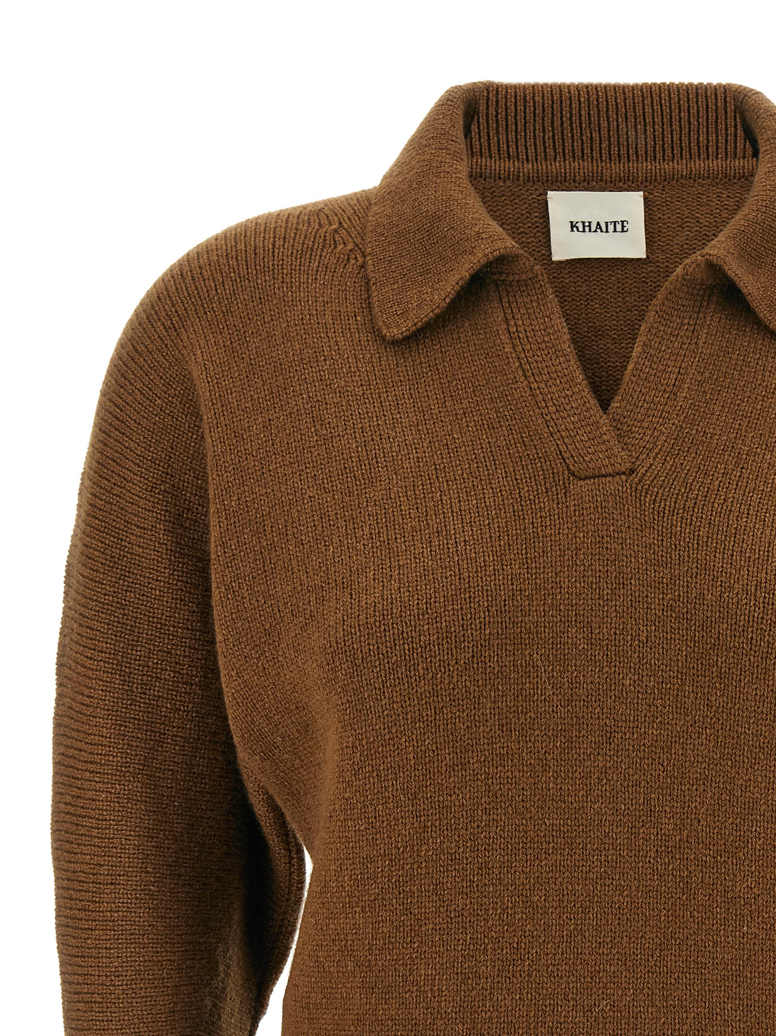 Khaite Herve Cashmere Polo Neck Sweater In Brown