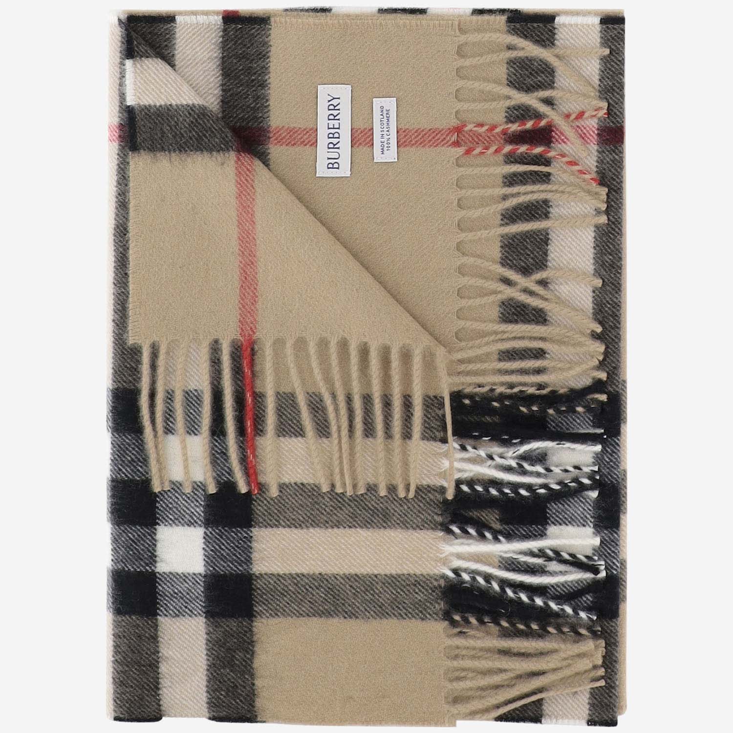 Shop Burberry Cashmere Check Scarf In Beige