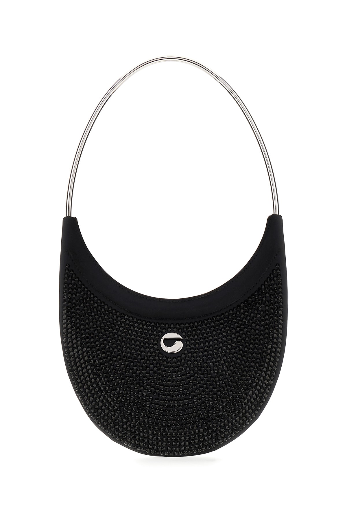 Shop Coperni Black Stretch Cotton Blend Ring Swipe Shoulder Bag In Blablk