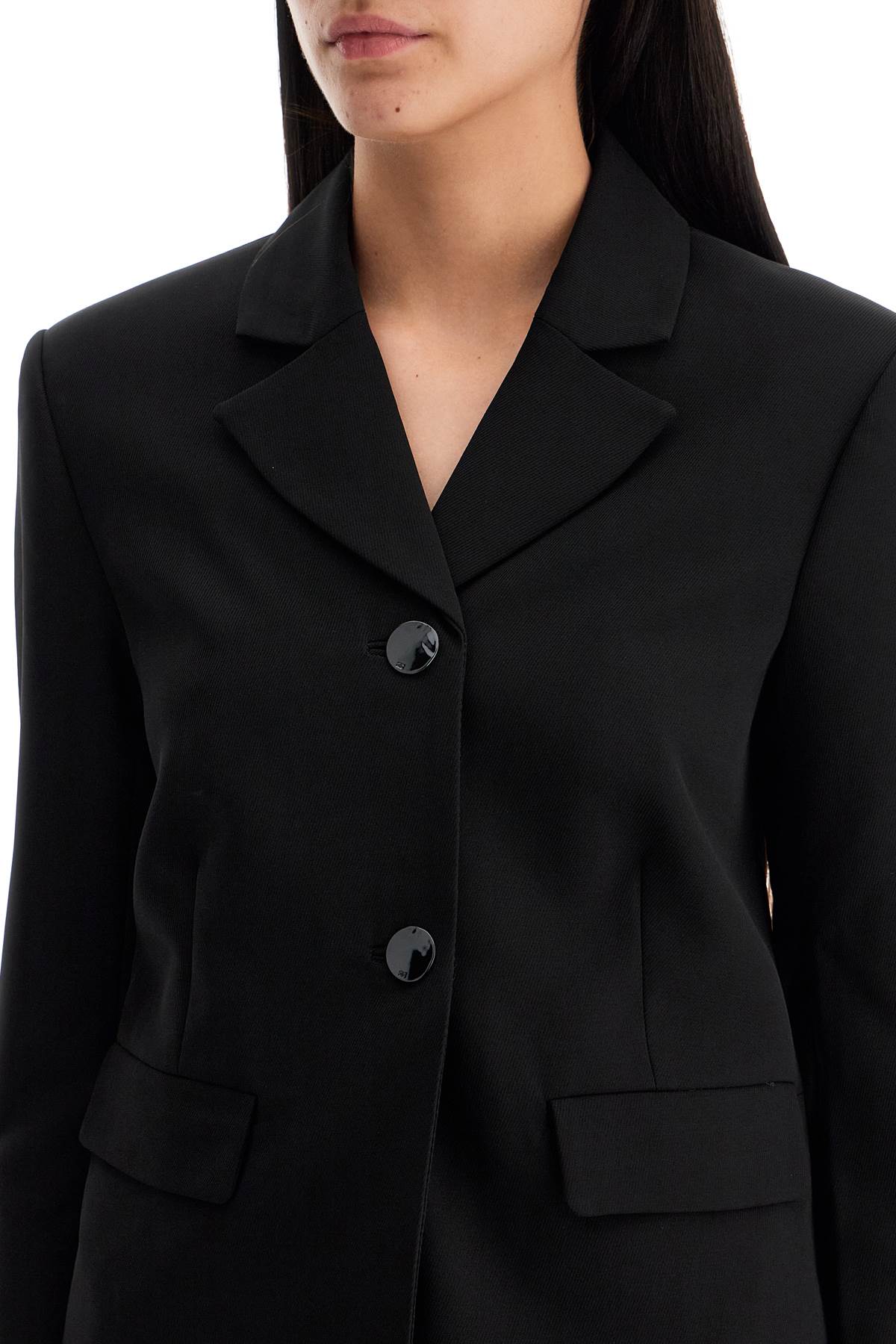 Shop Ganni Short Lightweight Twill Blazer In Black