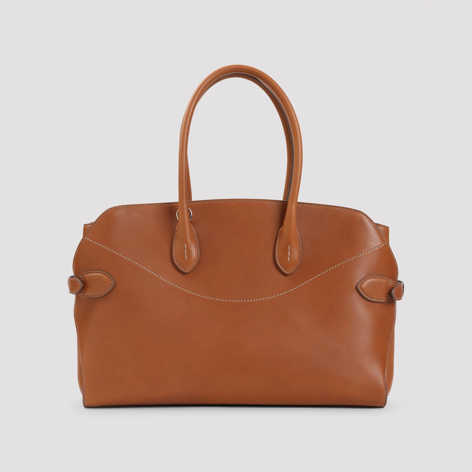 Ralph Lauren Medium The Ralph Calfskin Satchel In Brown
