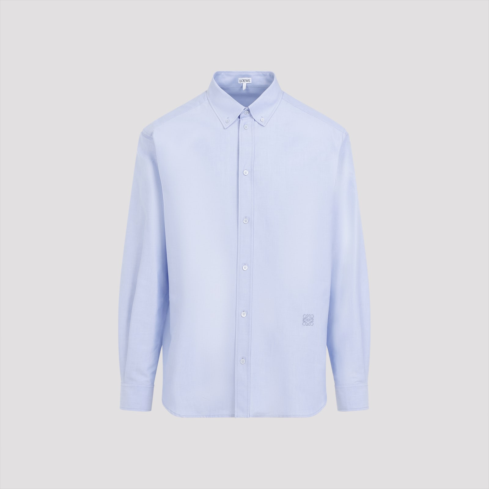 Shop Loewe Cotton Shirt In Soft Blue