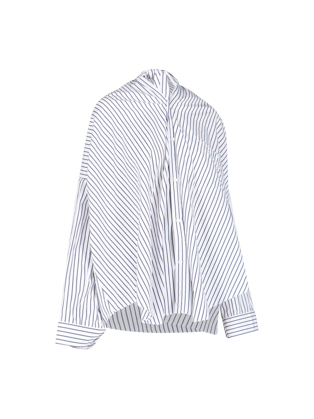Shop Balenciaga Striped Shirt With Bow Detail In Blue