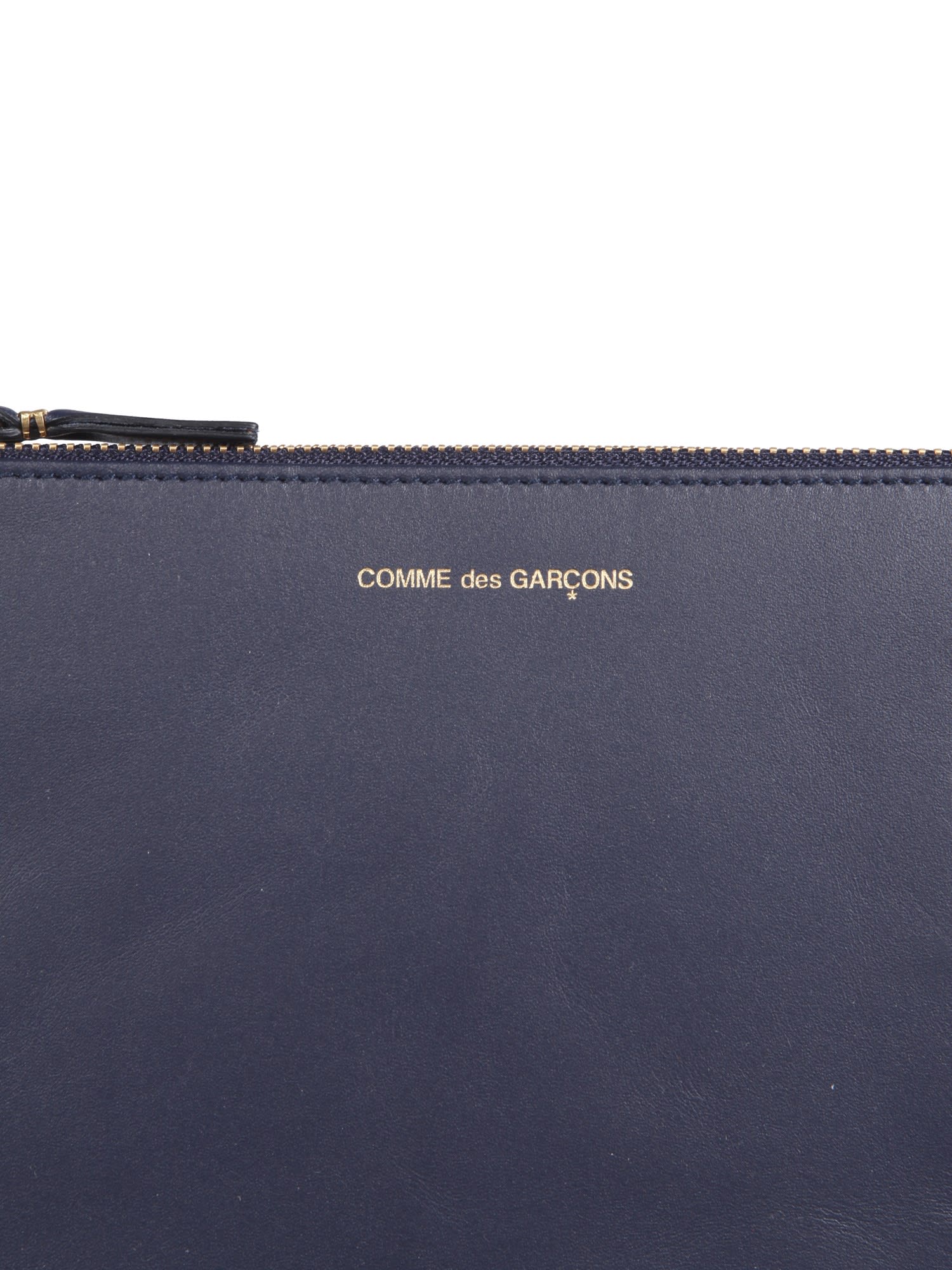 Shop Comme Des Garçons Leather Pouch In Navy Navy