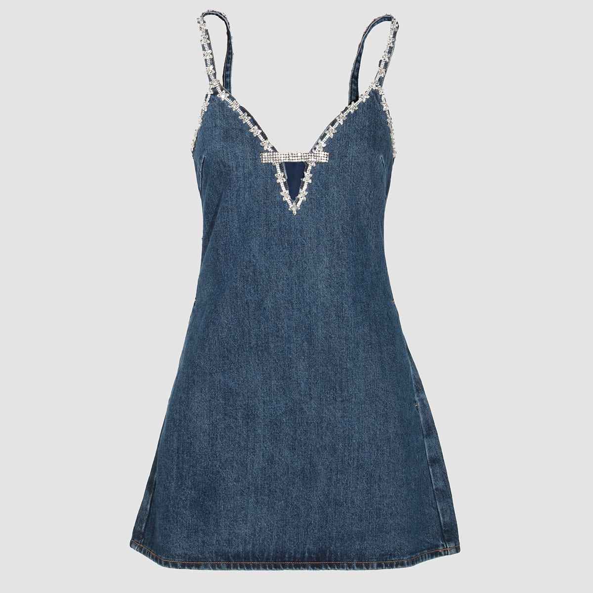 Blue Denim Cotton Mini Dress