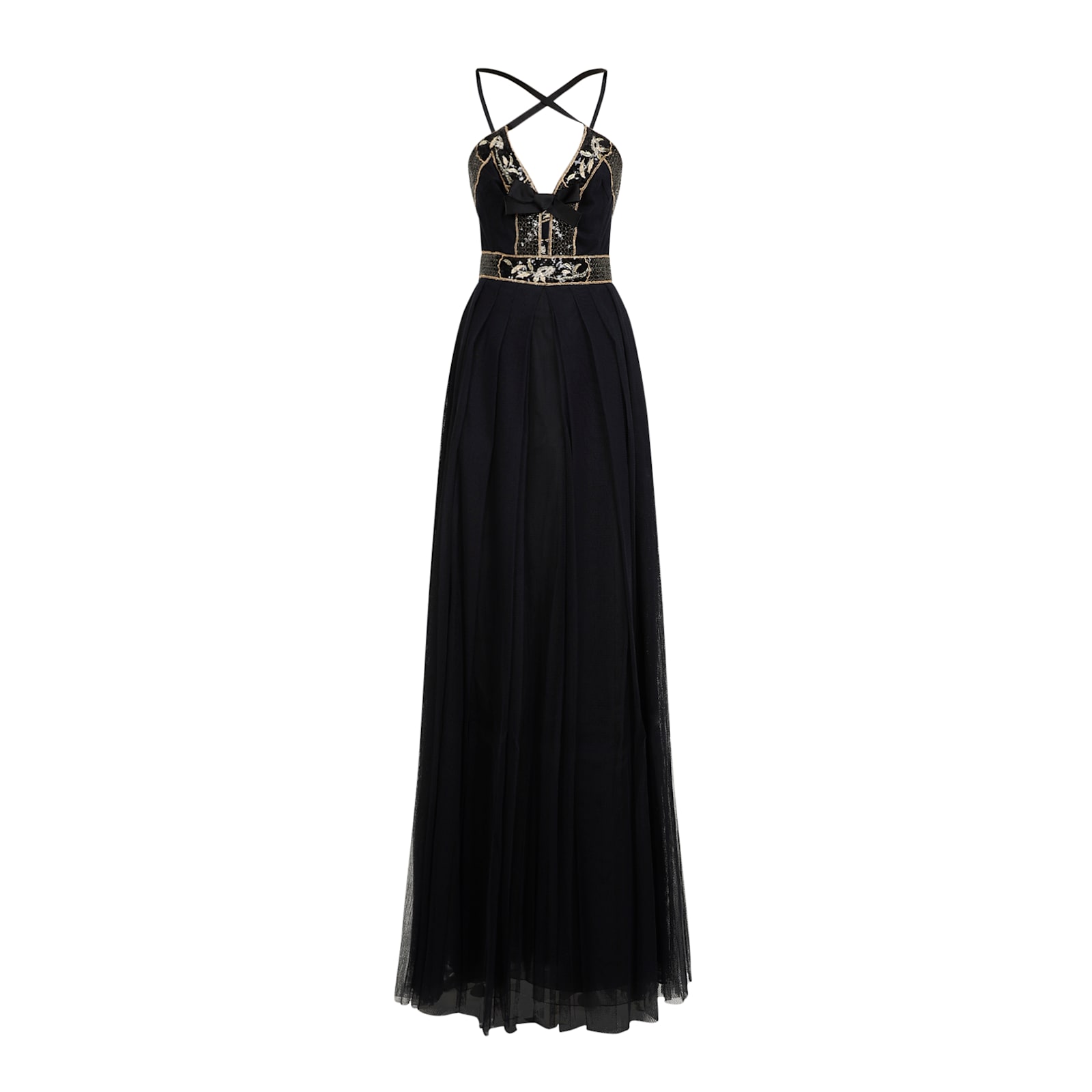 Shop Giambattista Valli Silk Long Dress In Black