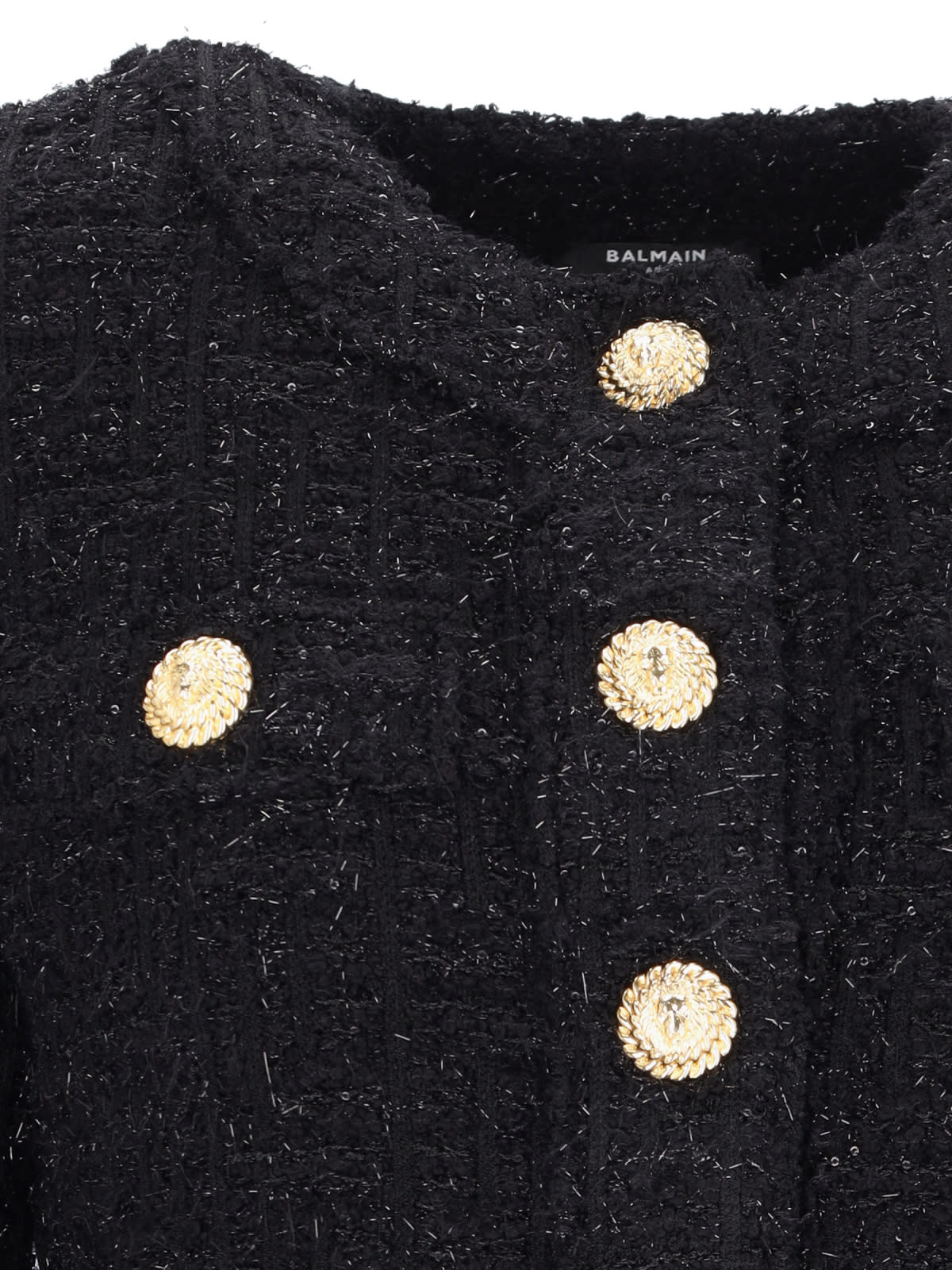 Shop Balmain Tweed Jacket In Black