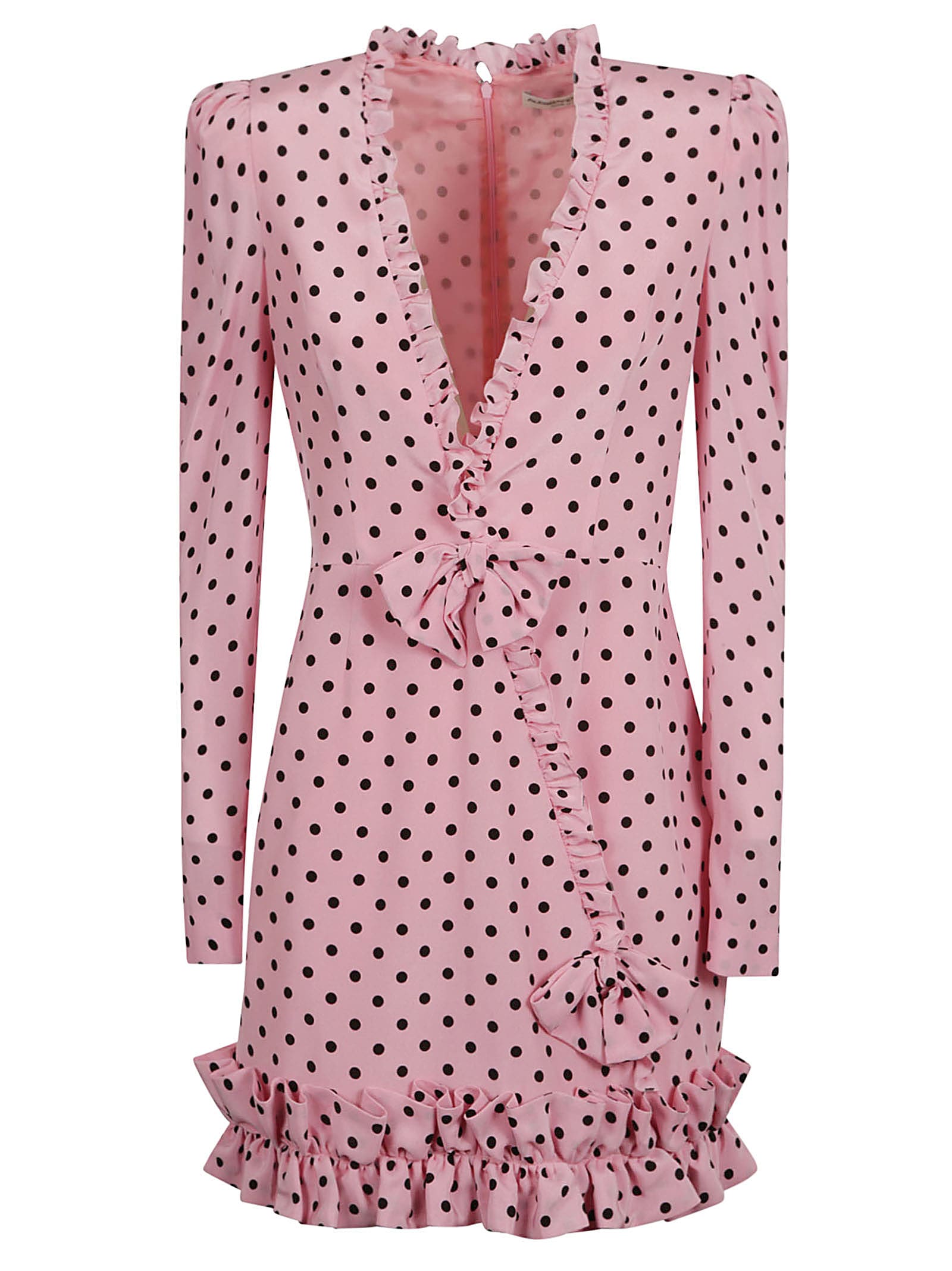 Shop Alessandra Rich Polka Dot Print Mini Dress In Rosa