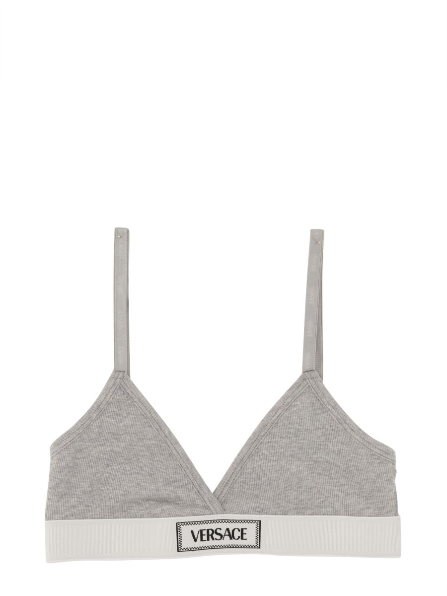 Versace Bralette With Logo In Gray