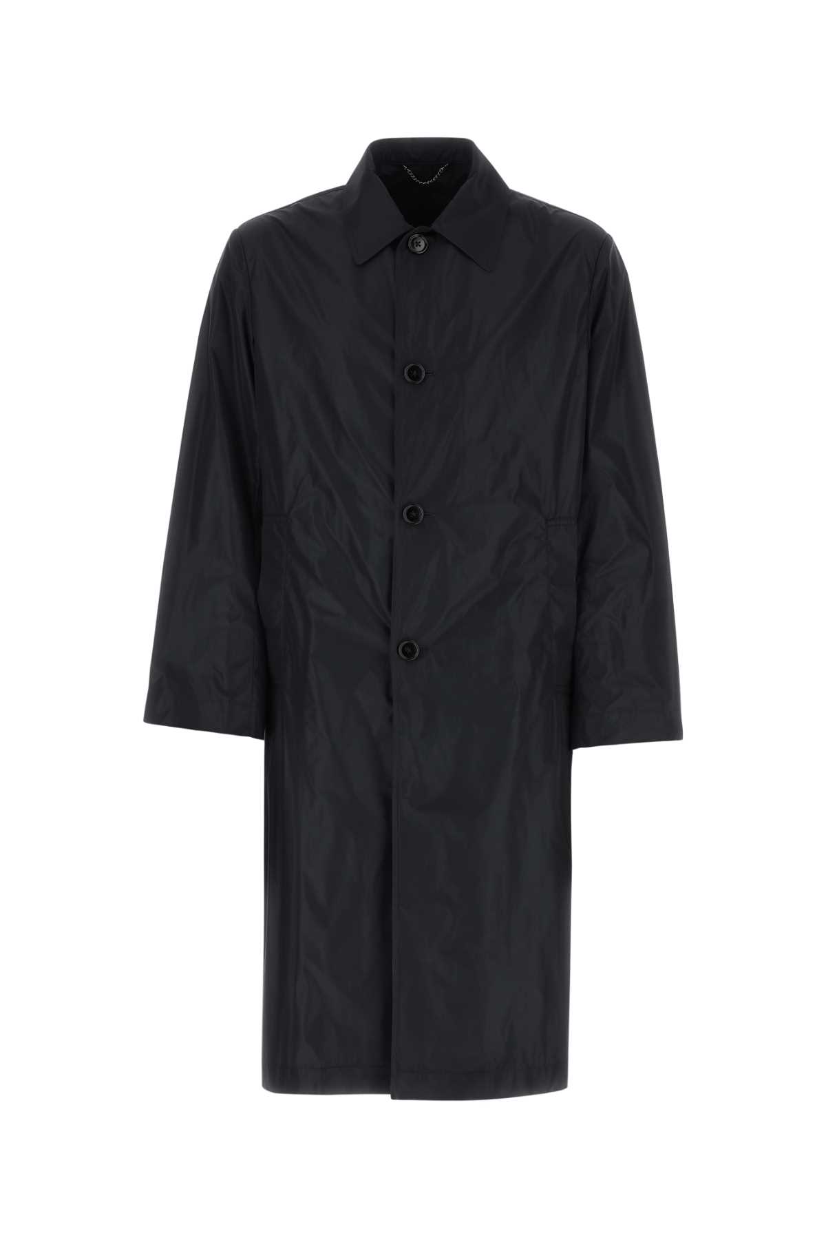 Navy Blue Polyester Overcoat